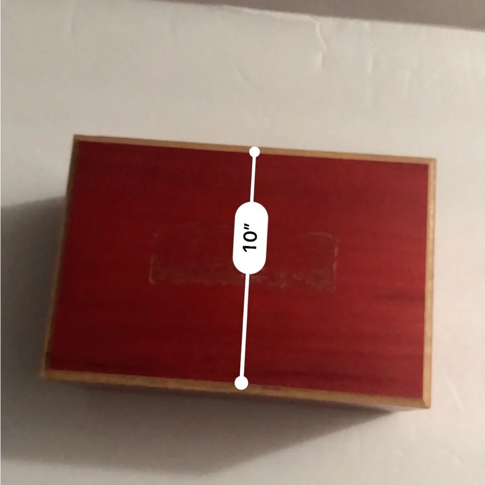 Vintage Red Wooden Jewelry Music Box with Mirror